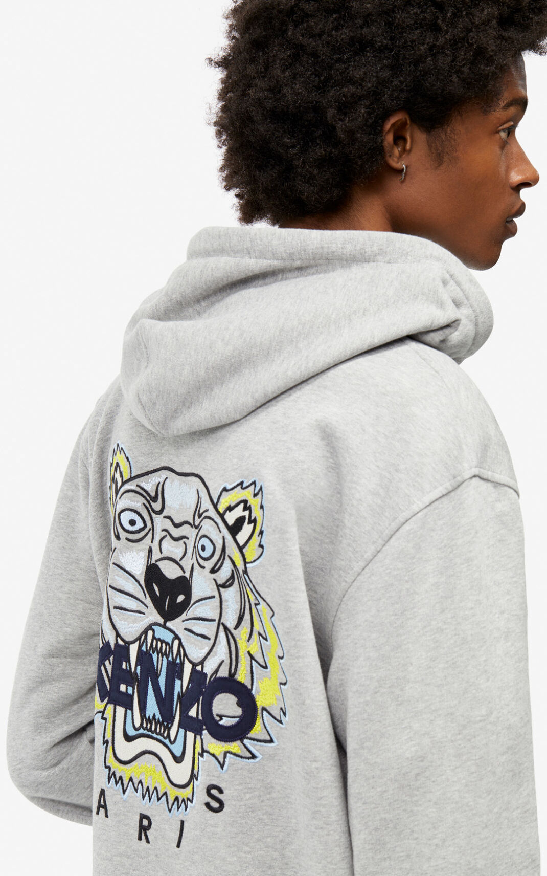 Sweatshirt Kenzo Tiger zipped Masculino - Cinzentas | 924TOAIJP